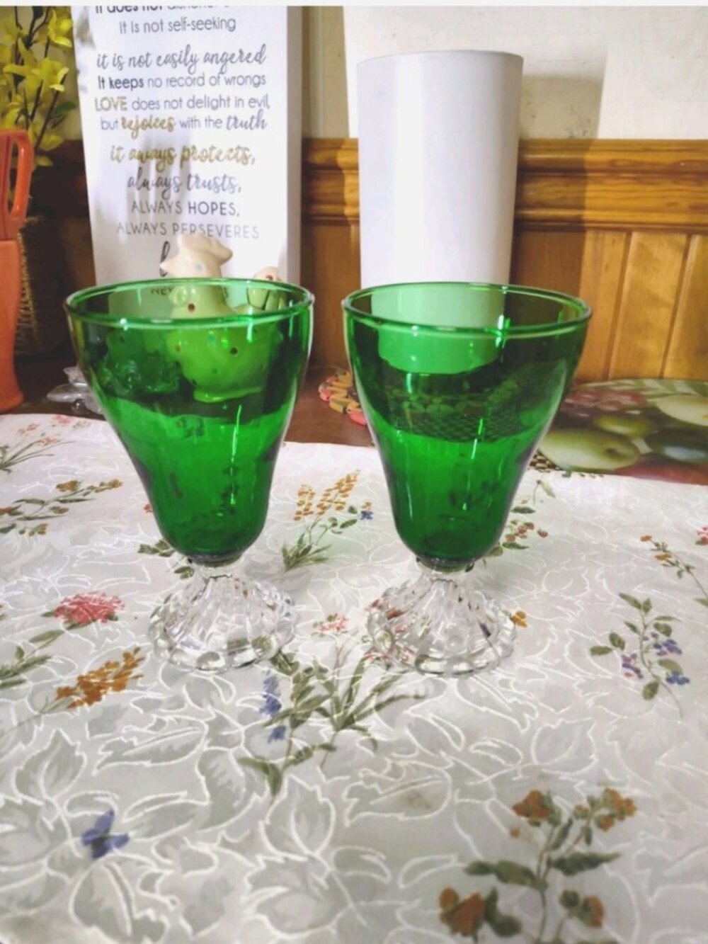 Lot of 2 Vintage Anchor Hocking Wine Goblets "Burple" or "Inspiration Green"